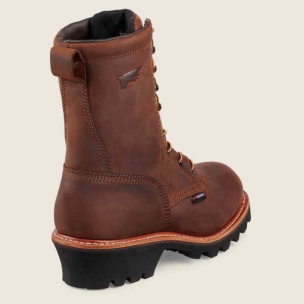 Mens Red Wing Loggermax - 9-inch Insulated Waterproof Toe - Safety Boots Brown - YHU315846